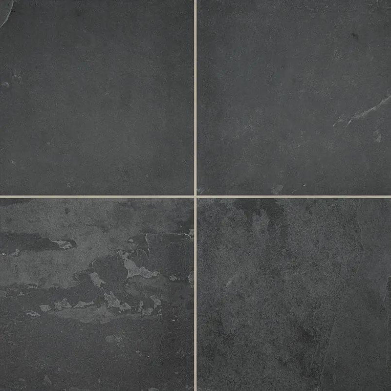 Montauk Black Gauged Slate Tiles 24x24 close up