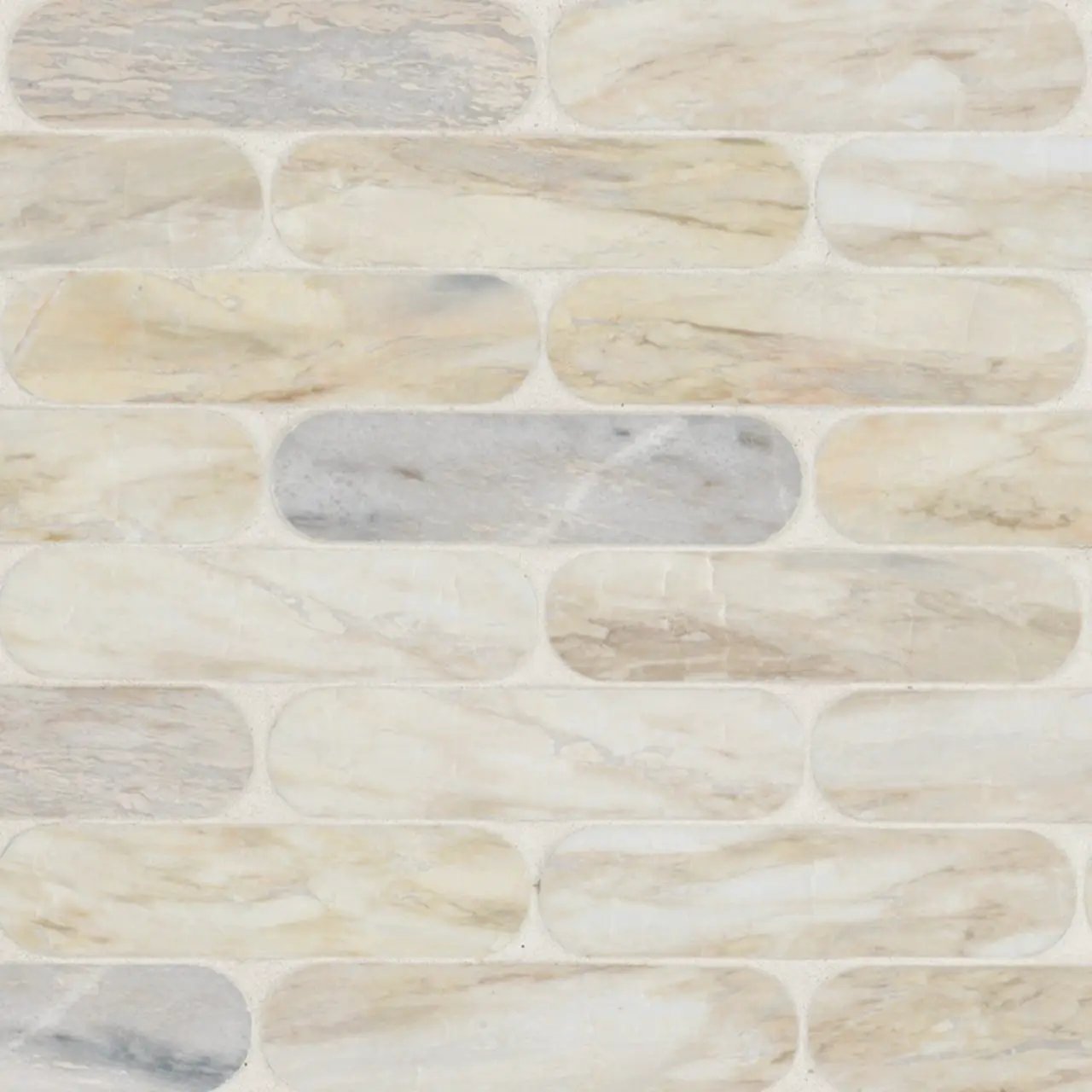 Angora Ellipse Polished Pattern Marble Mosaics close up