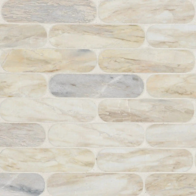 Angora Ellipse Polished Pattern Marble Mosaics close up