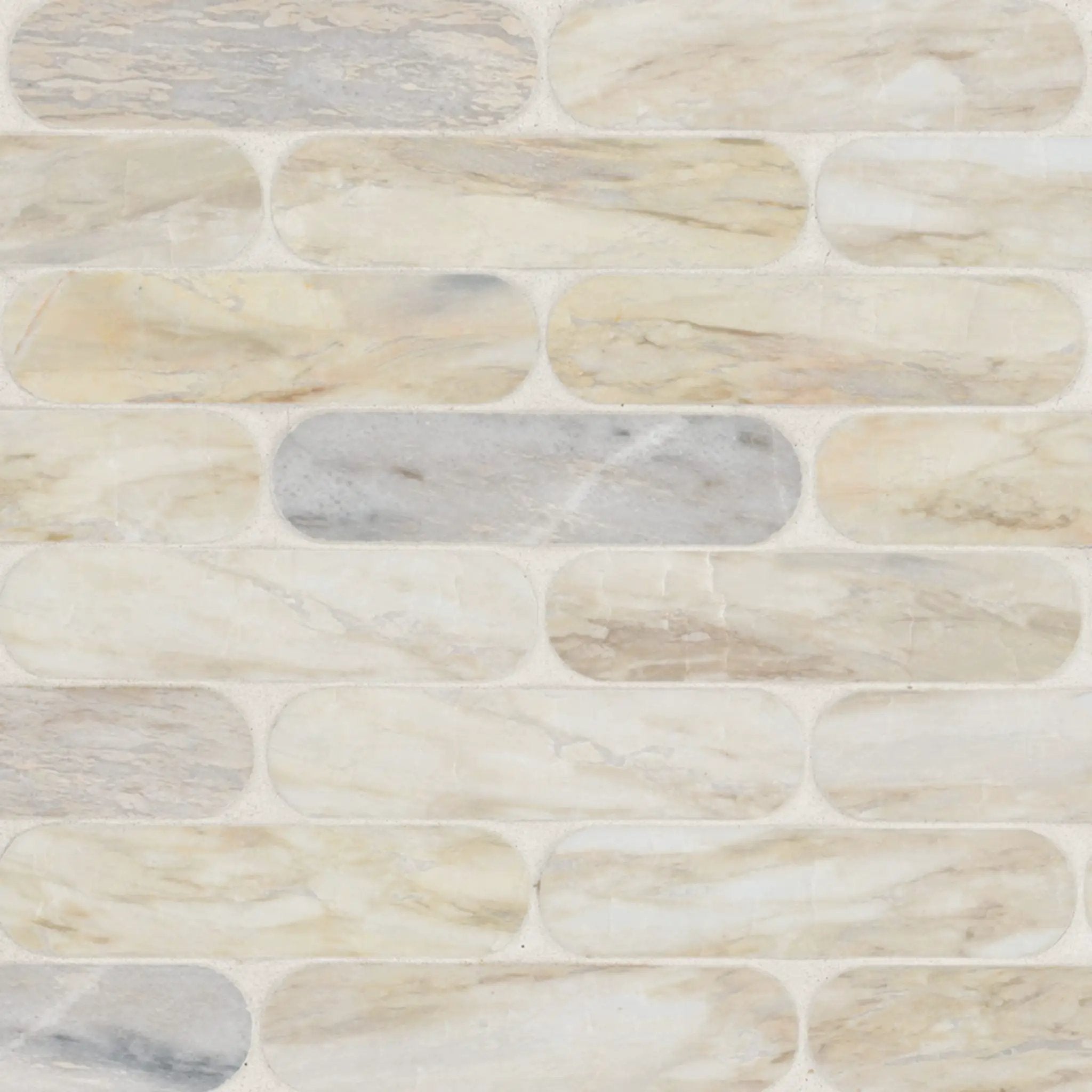 Angora Ellipse Polished Pattern Marble Mosaics close up