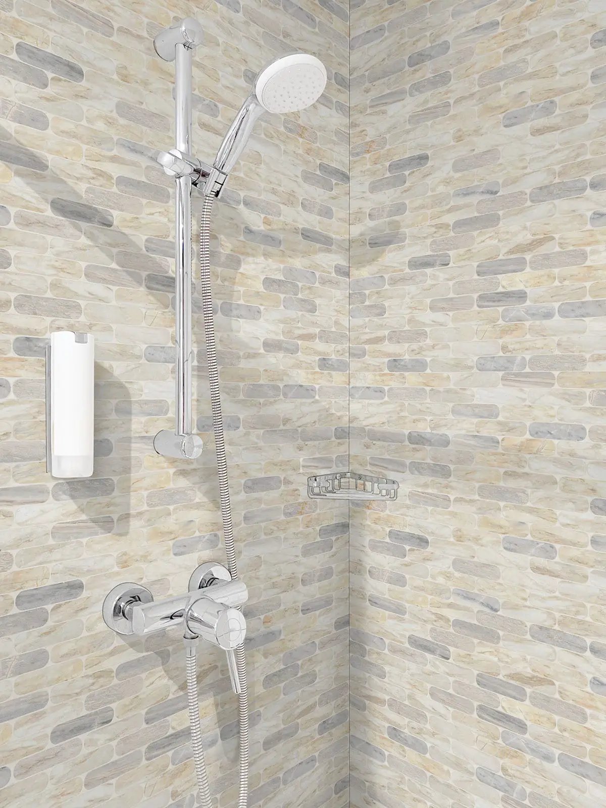 Angora Ellipse Polished Pattern Marble Mosaics in a finished room