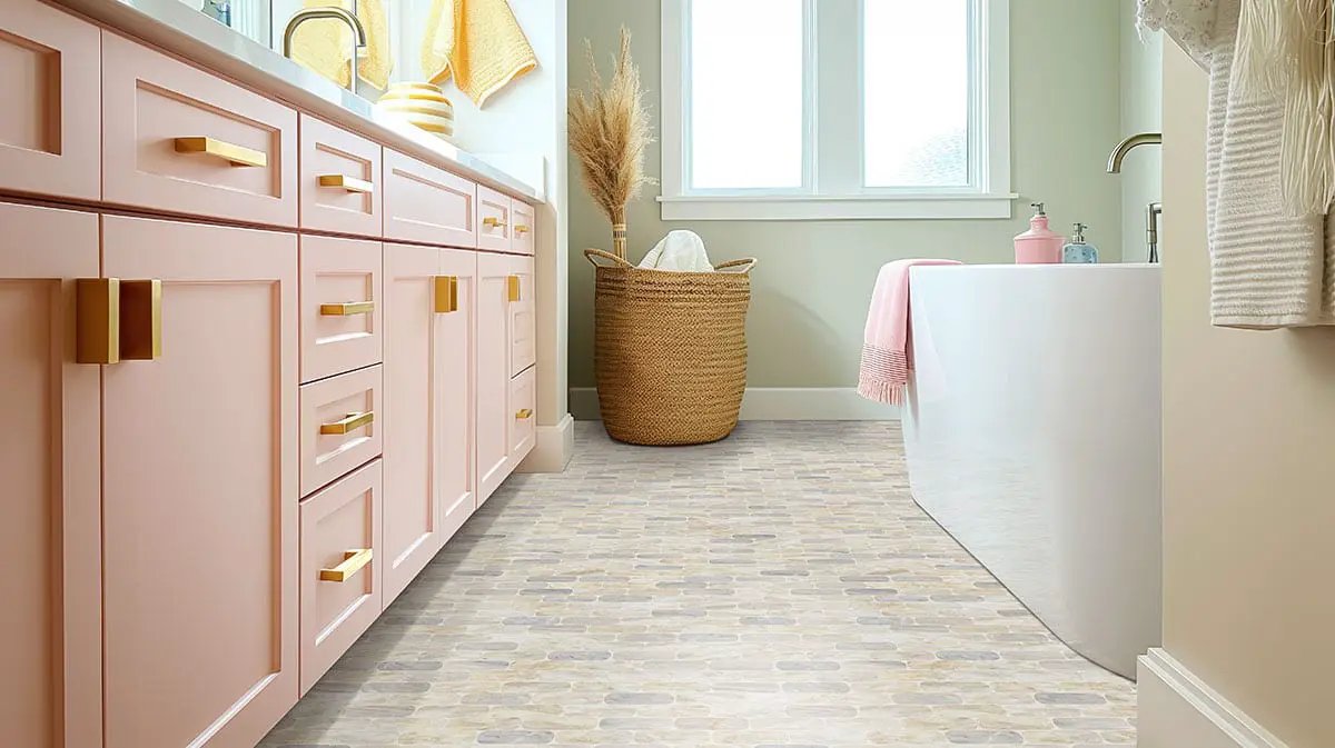 Angora Ellipse Polished Pattern Marble Mosaics in a finished room