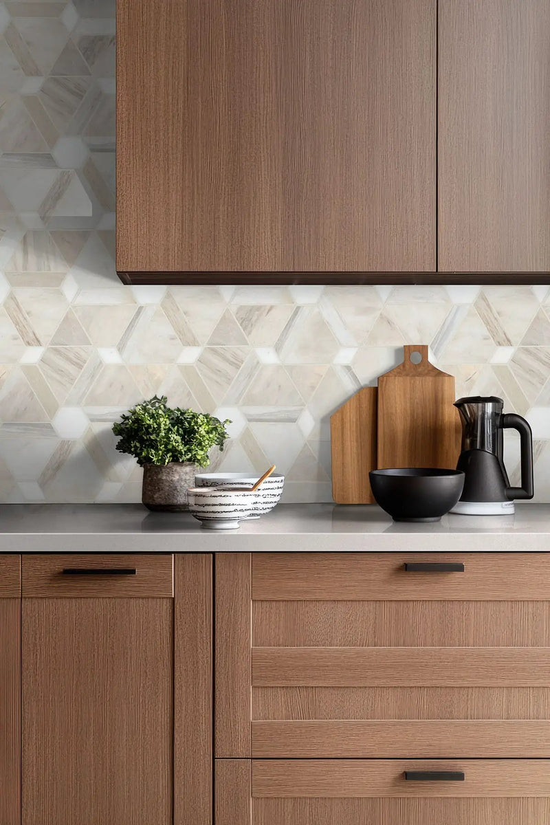 Angora Floralis Polished Marble Mosaics in a finished room
