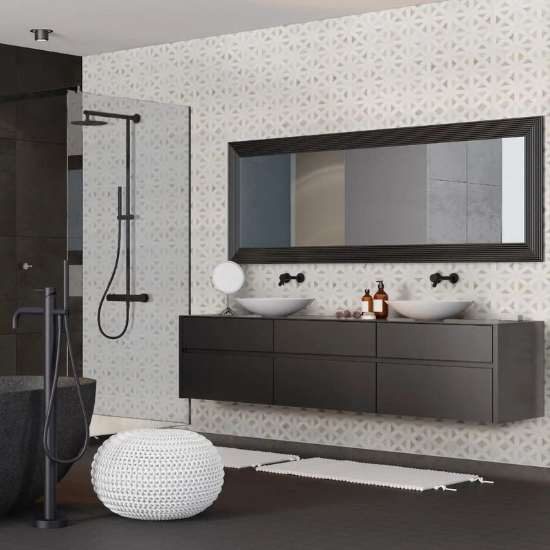 Angora Geometric Pattern Polished Marble Mosaics by MSI Surfaces