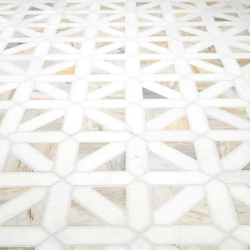 Angora Geometric Pattern Polished Marble Mosaics by MSI Surfaces
