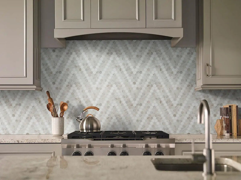 Angora Sazi Polished Marble Mosaics in a finished room