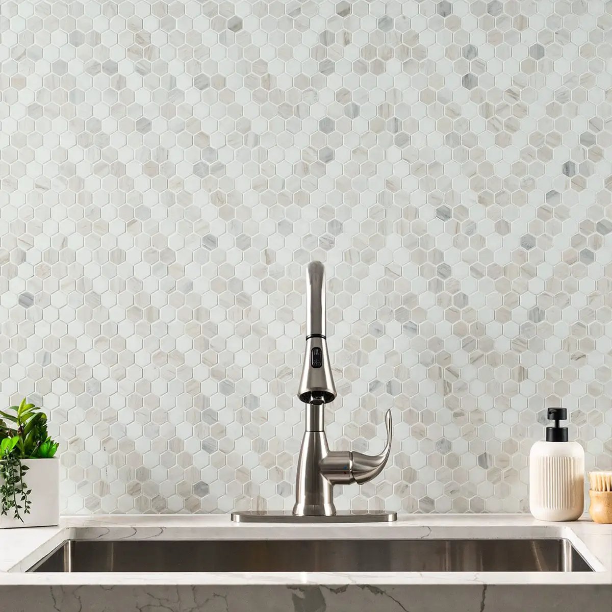 Angora Sazi Polished Marble Mosaics in a finished room