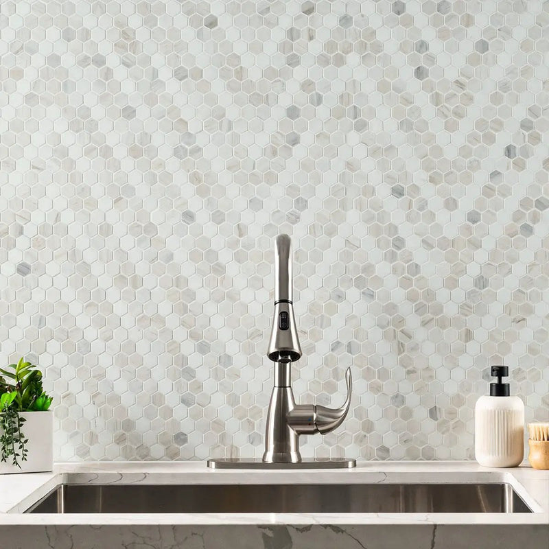 Angora Sazi Polished Marble Mosaics in a finished room