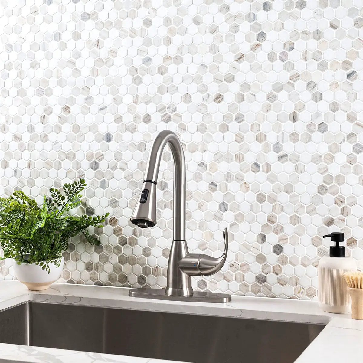 Angora Tibi Polished Marble Mosaics in a finished room
