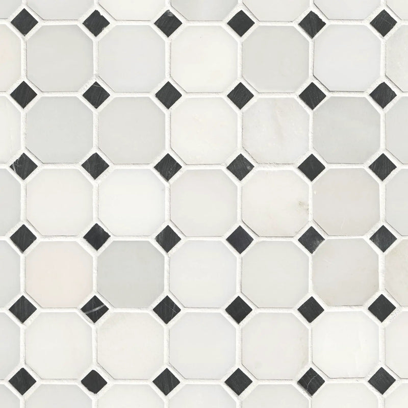 Arabescato Carrara Honed Octagon Marble Mosaics by MSI Surfaces