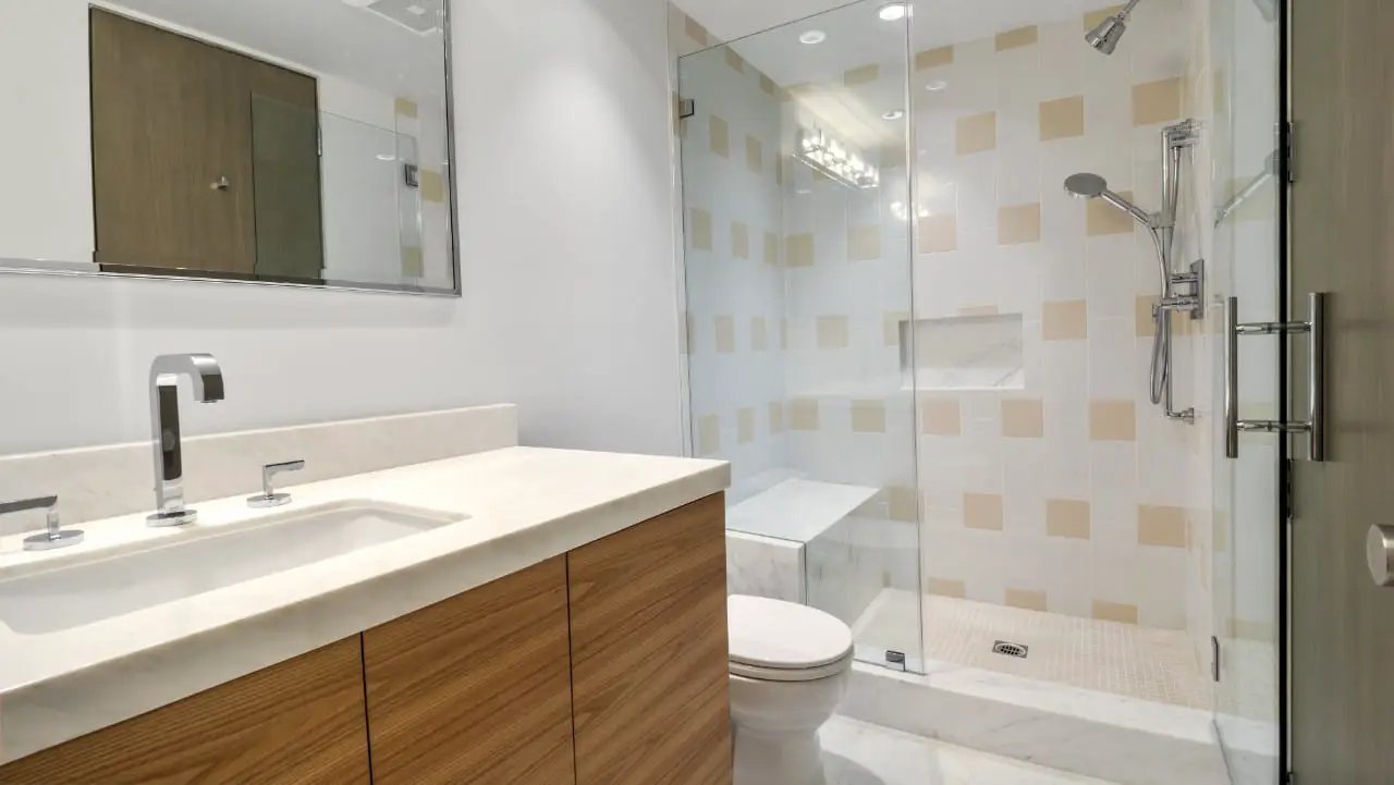 Arabescato Carrara Honed Basketweave Pattern Marble Mosaics in a finished room