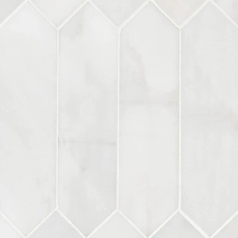 Arabescato Carrara 3x12 Picket Honed Marble Mosaics close up