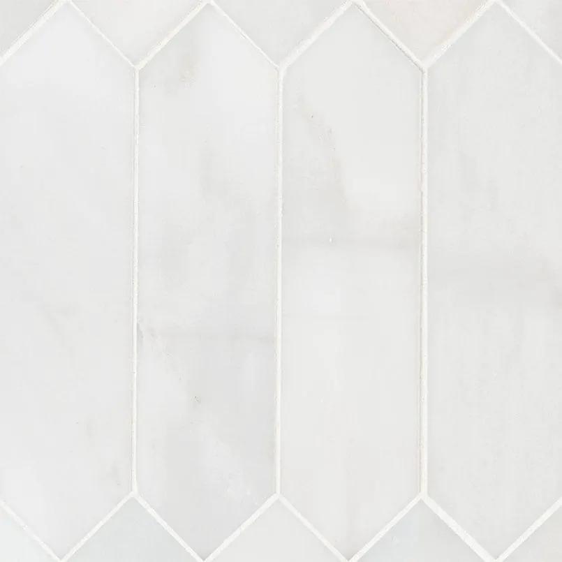 Arabescato Carrara 3x12 Picket Honed Marble Mosaics close up