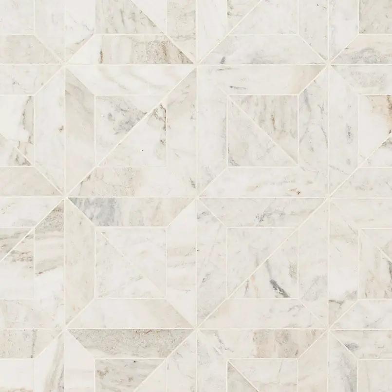 Arabescato Venato Argyle Honed Pattern Marble Mosaics angled view