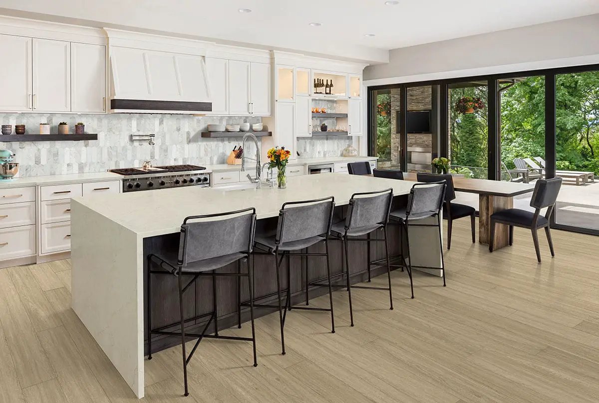 Arabescato Venato Picket Honed Pattern Marble Mosaics in a finished room