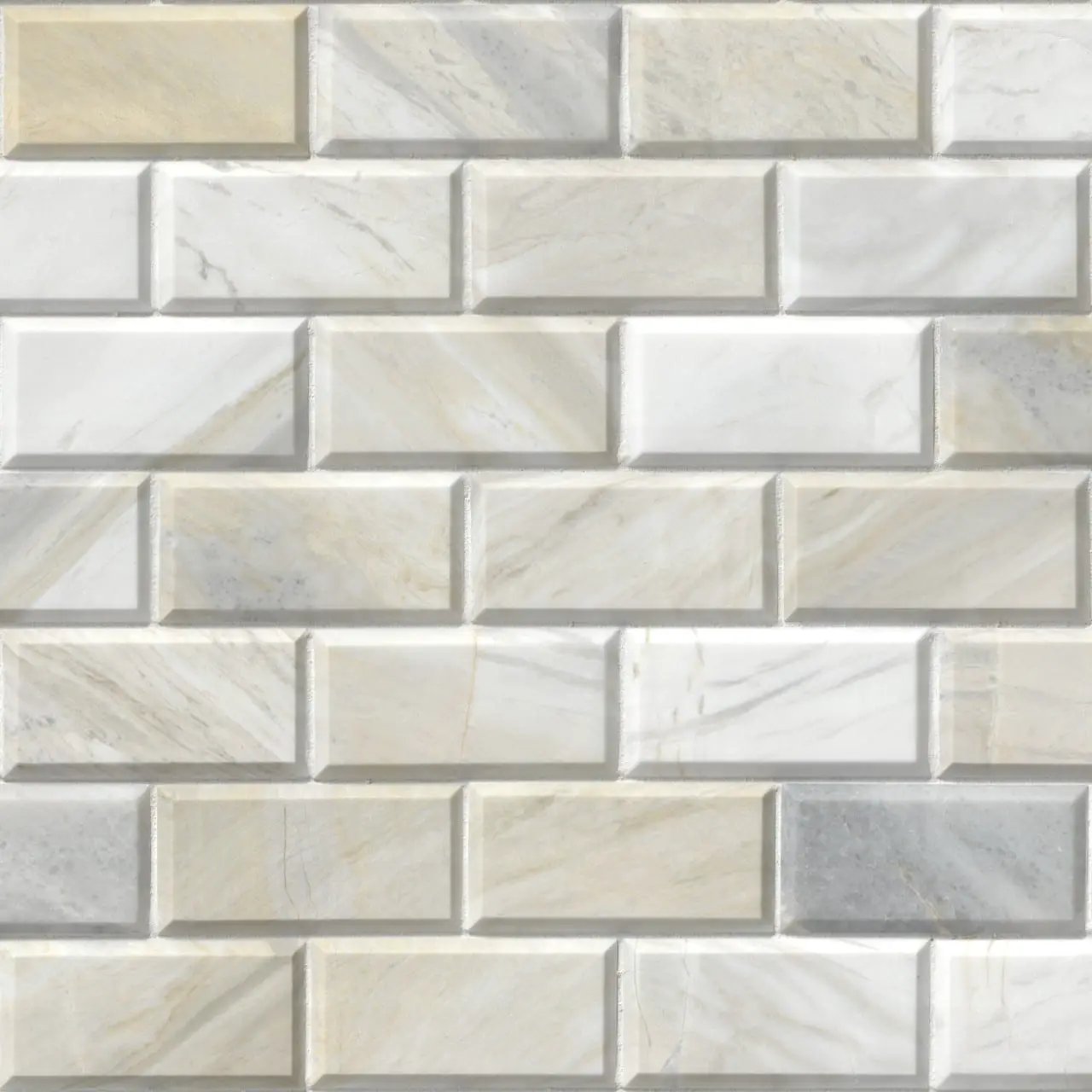 Athena Gold Beveled Tile 2x4 Honed Marble Mosaics close up