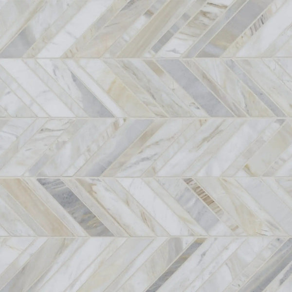 Athena Gold Chevron Pattern Honed Marble Mosaics