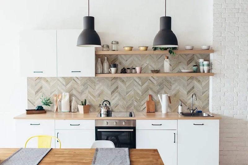 Athena Gold Chevron Pattern Honed Marble Mosaics by MSI Surfaces