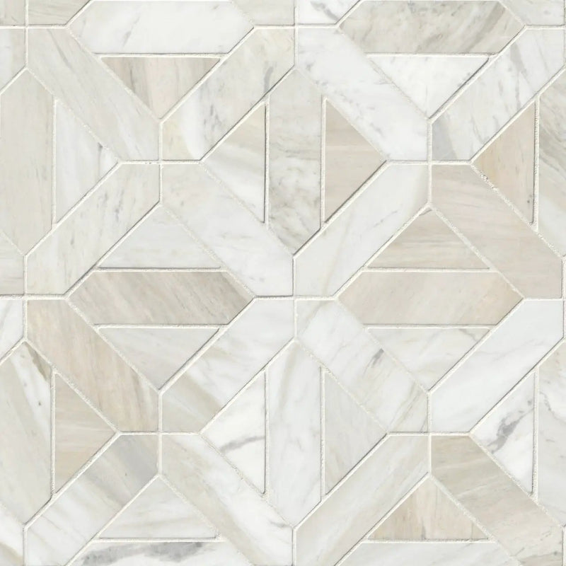 Athena Gold Geometrica Honed Pattern Marble Mosaics close up