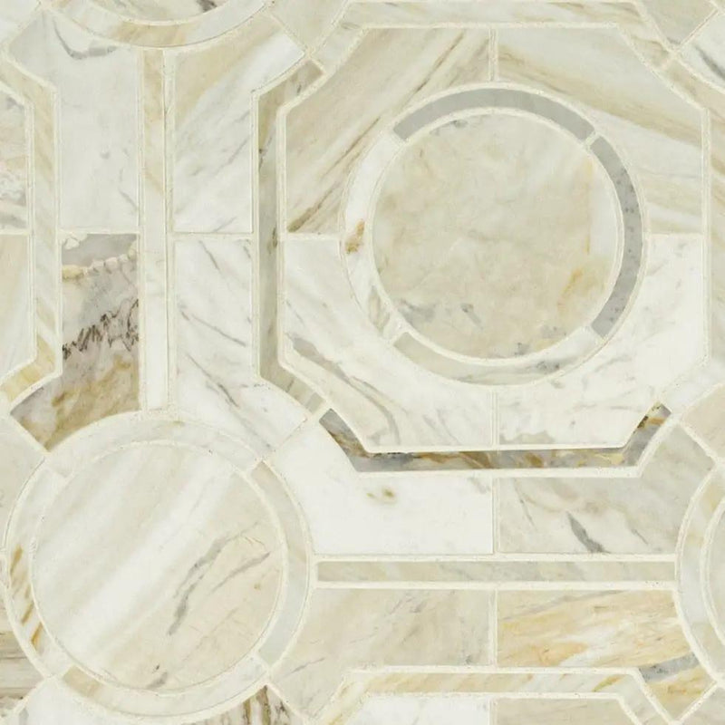 Athena Gold Regency Polished Pattern Marble Mosaics close up