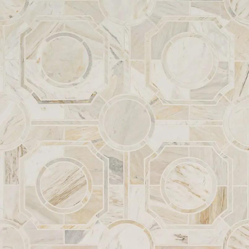 Athena Gold Regency Polished Pattern Marble Mosaics close up