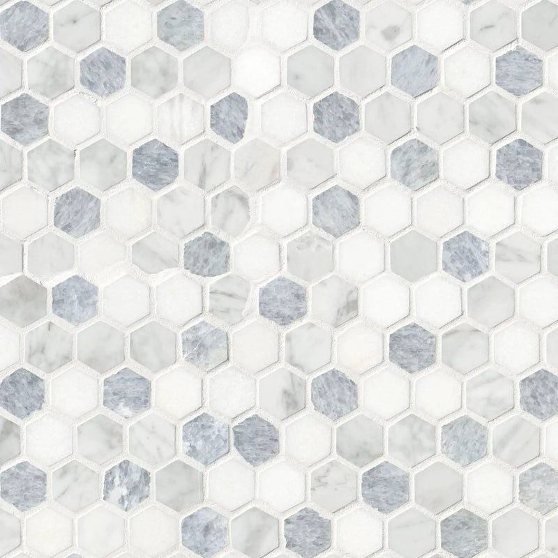 Azula Hexagon Mosaic Tile Polished Marble close up