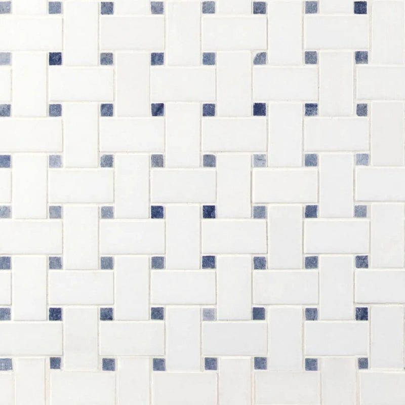 Azula Basketweave Polished Pattern Marble Mosaics close up