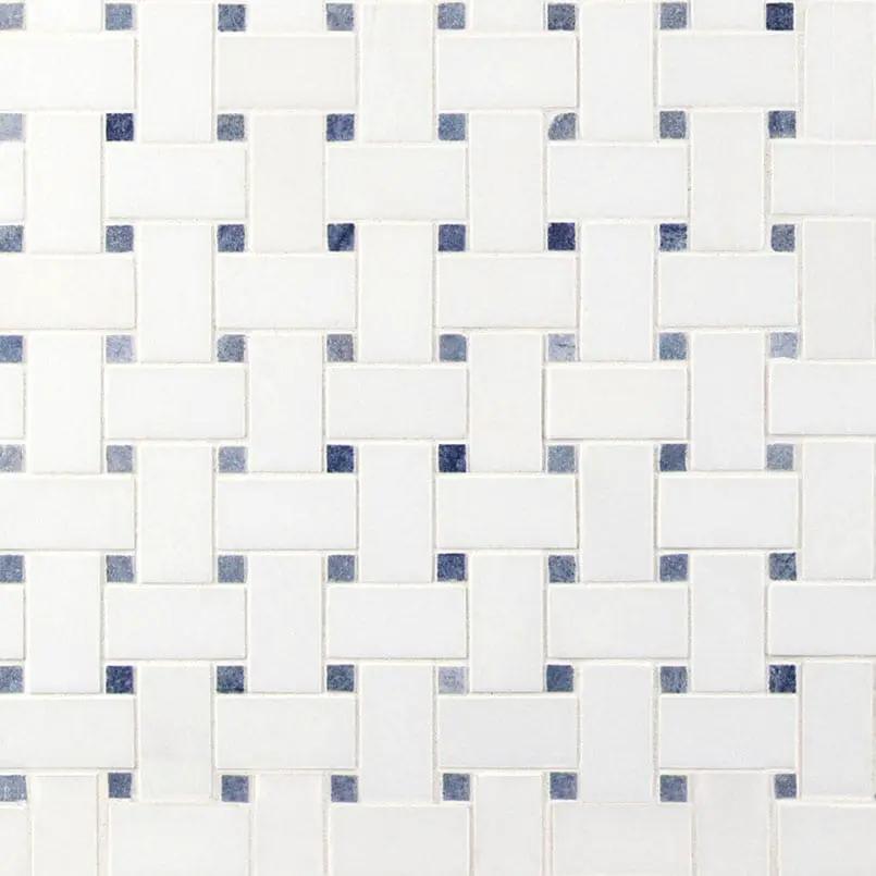 Azula Basketweave Polished Pattern Marble Mosaics close up