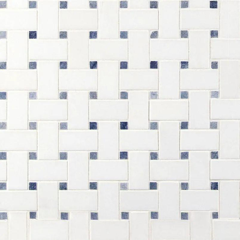 Azula Basketweave Polished Pattern Marble Mosaics close up