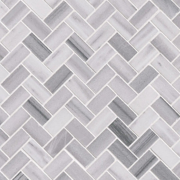 Bergamo Herringbone Polished Pattern Marble Mosaics