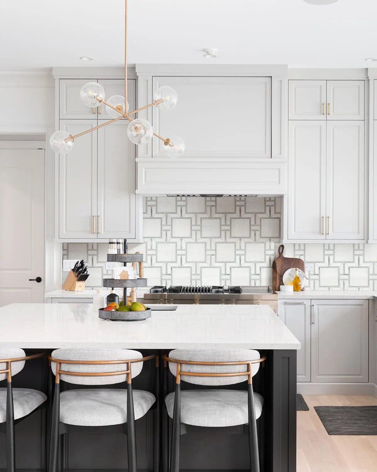 Bianco Dolomite Alana Polished Marble Mosaics in a finished room