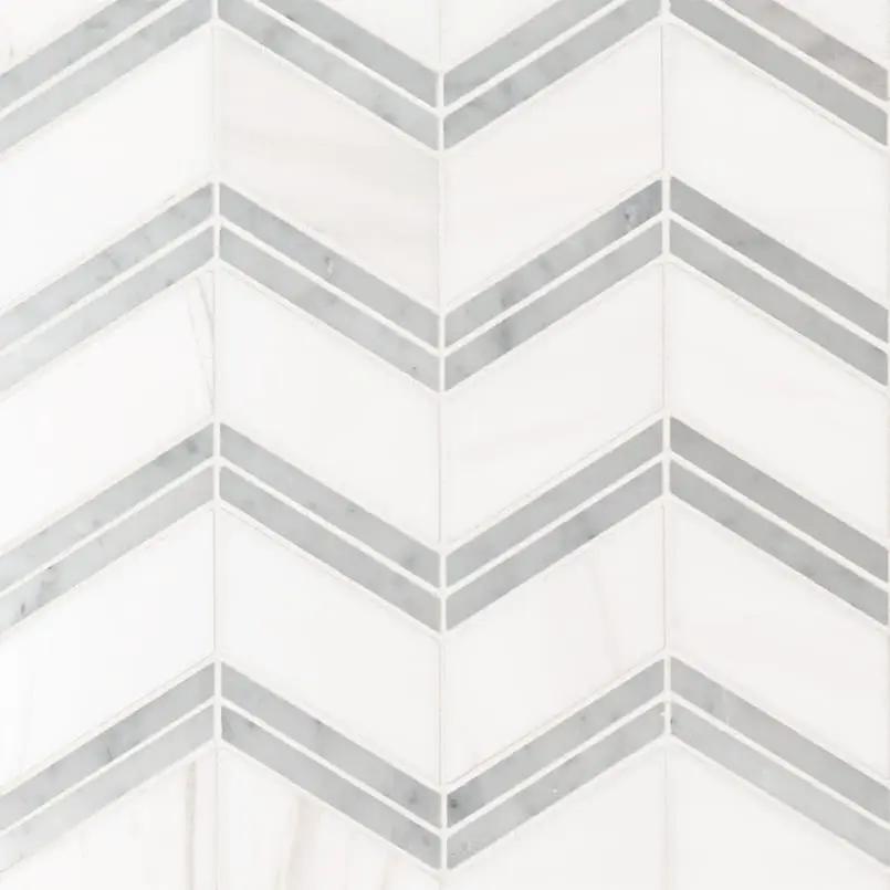Bianco Dolomite Polished Pattern Marble Mosaics CHEP close up