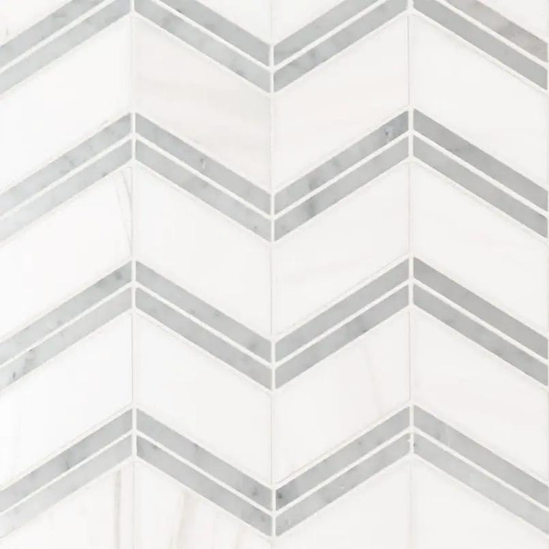 Bianco Dolomite Polished Pattern Marble Mosaics CHEP close up