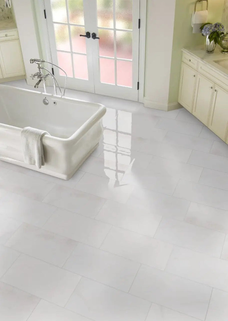 Bianco Dolomite Polished Pattern Marble Mosaics CHEP in a finished room