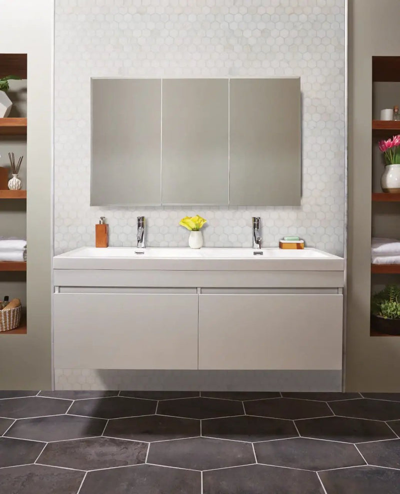 Bianco Dolomite Polished Pattern Marble Mosaics CHEP in a finished room