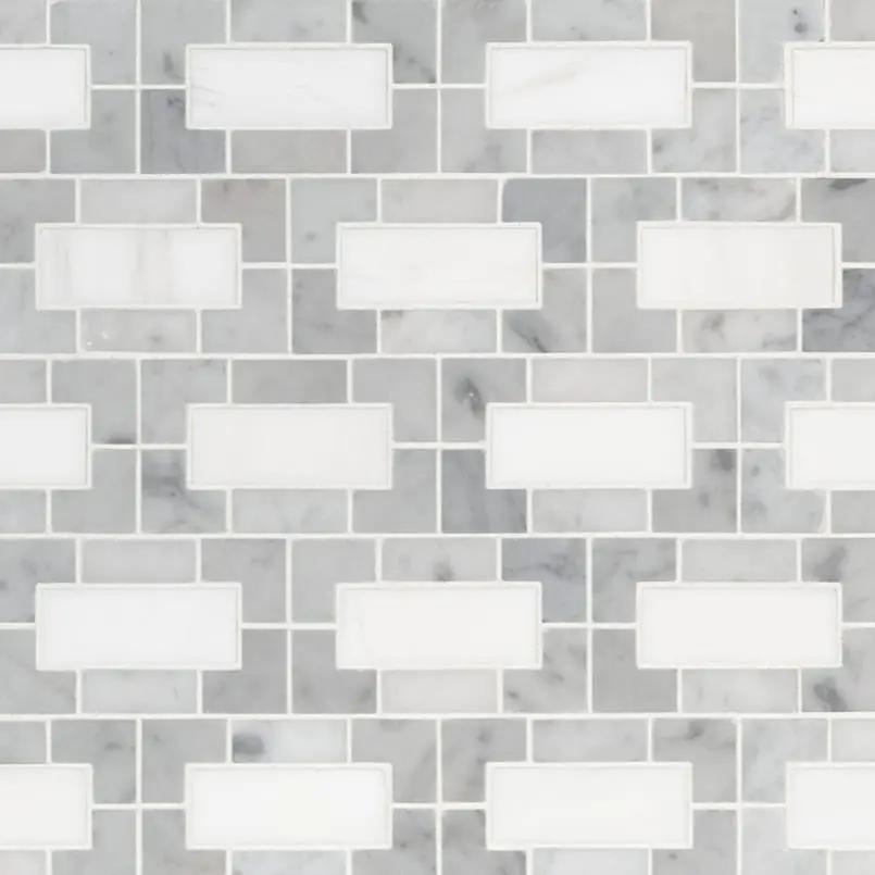 Bianco Dolomite Polished Pattern Marble Mosaics LYNXP close up