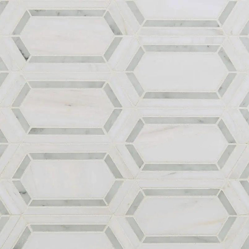 Pavilion Picket Polished Pattern Marble Mosaics close up
