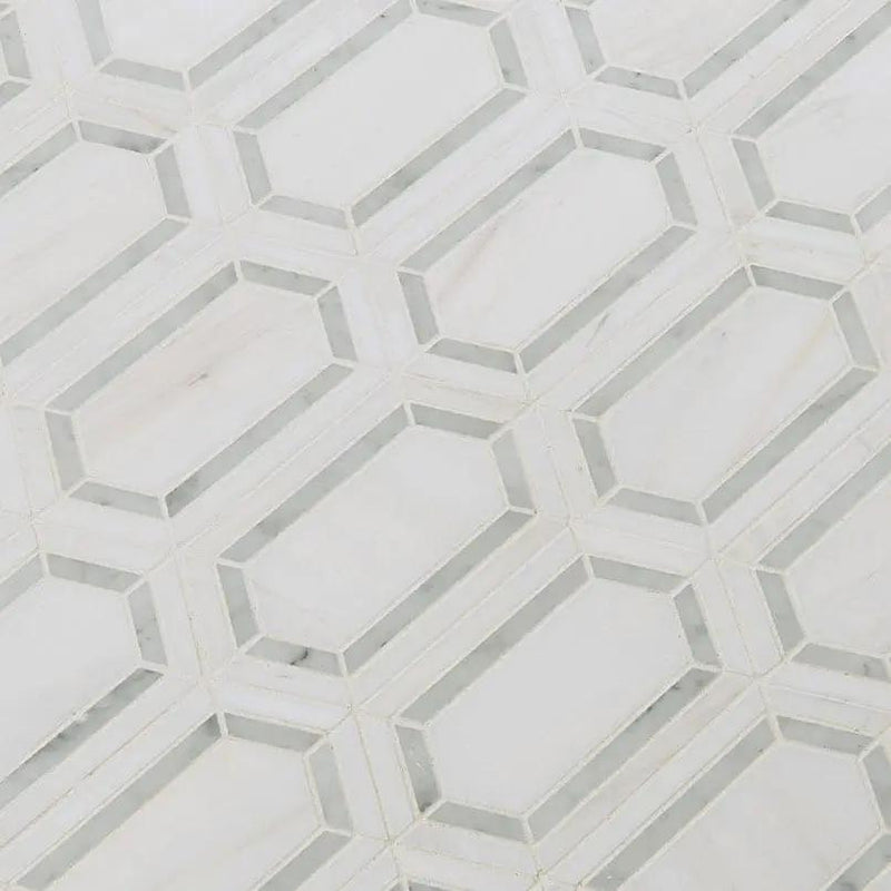 Pavilion Picket Polished Pattern Marble Mosaics angled view