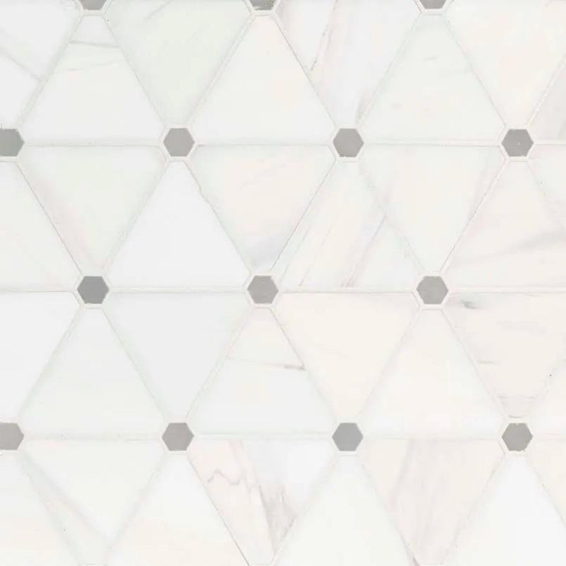 Bianco Dolomite Polished Pinwheel Pattern Marble Mosaics close up