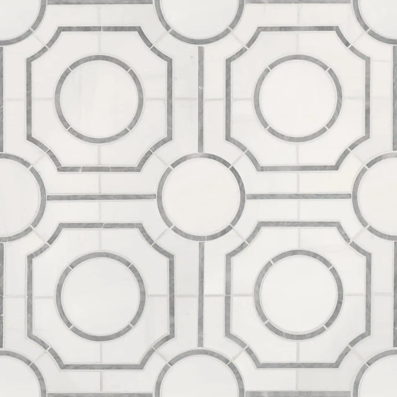 Bianco Dolomite Regency Polished Pattern Marble Mosaics close up