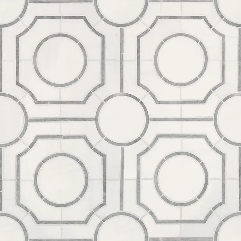 Bianco Dolomite Regency Polished Pattern Marble Mosaics close up