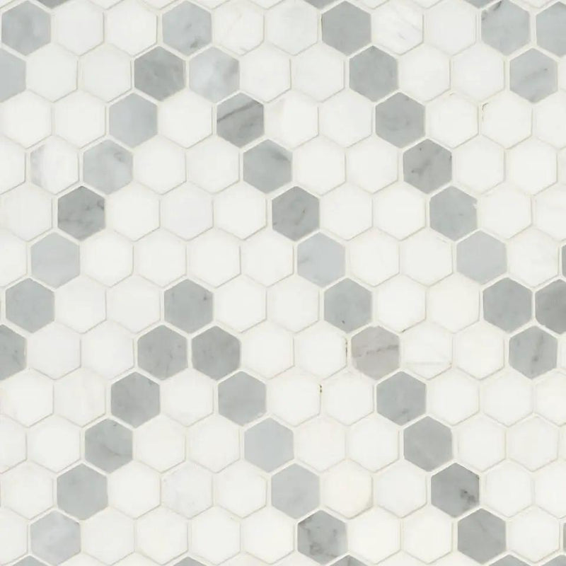 Bianco Dolomite Sazi Polished Marble Mosaics by MSI Surfaces