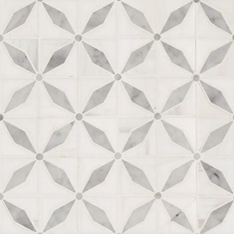 Bianco Starlite Polished Pattern Marble Mosaics close up