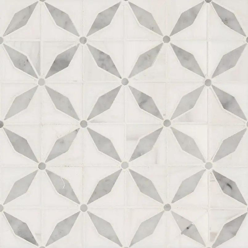Bianco Starlite Polished Pattern Marble Mosaics close up