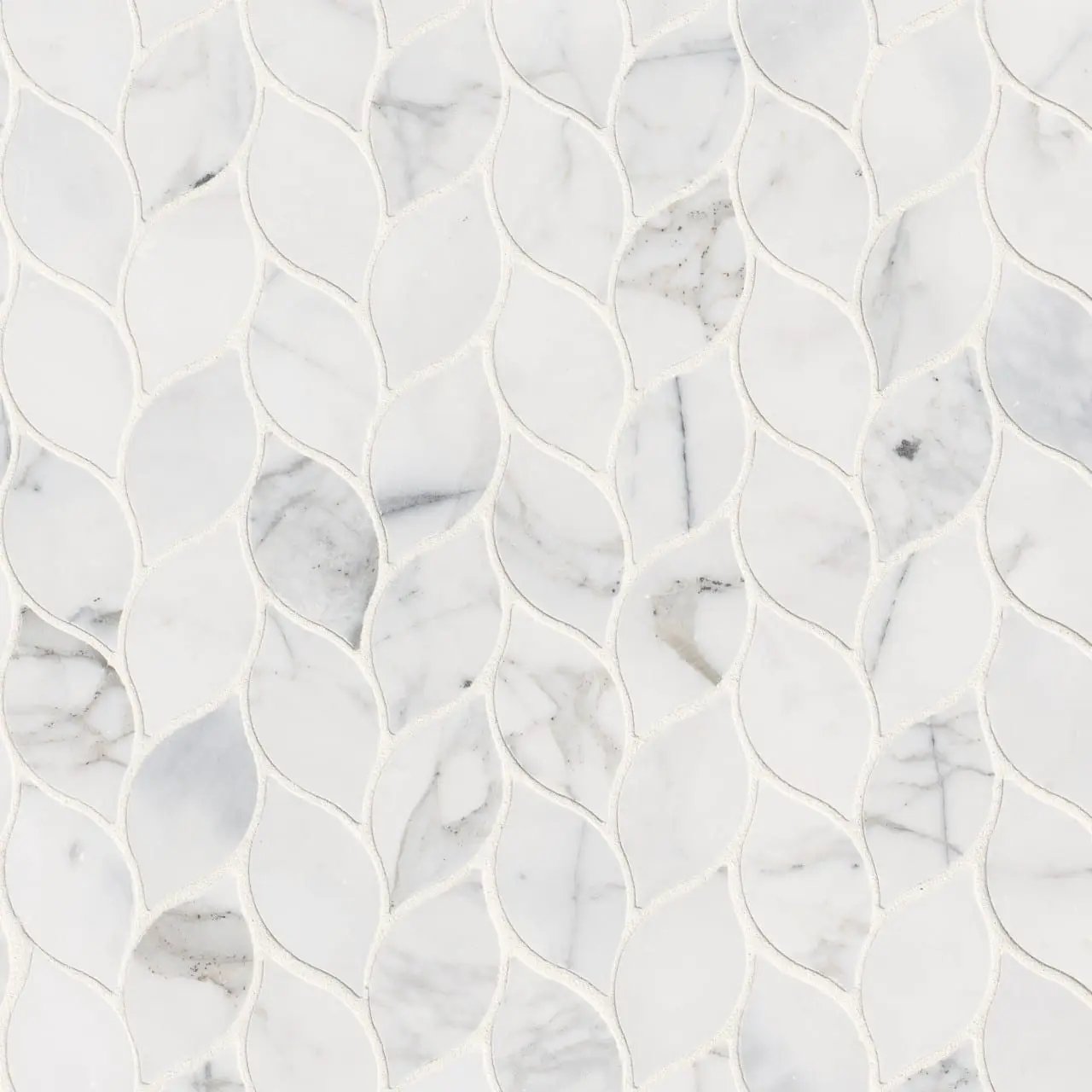 Calacatta Blanco Pattern Polished Marble Mosaics close up