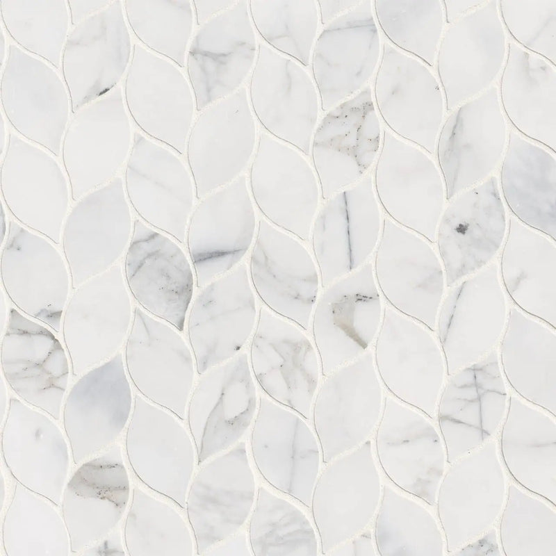 Calacatta Blanco Pattern Polished Marble Mosaics close up