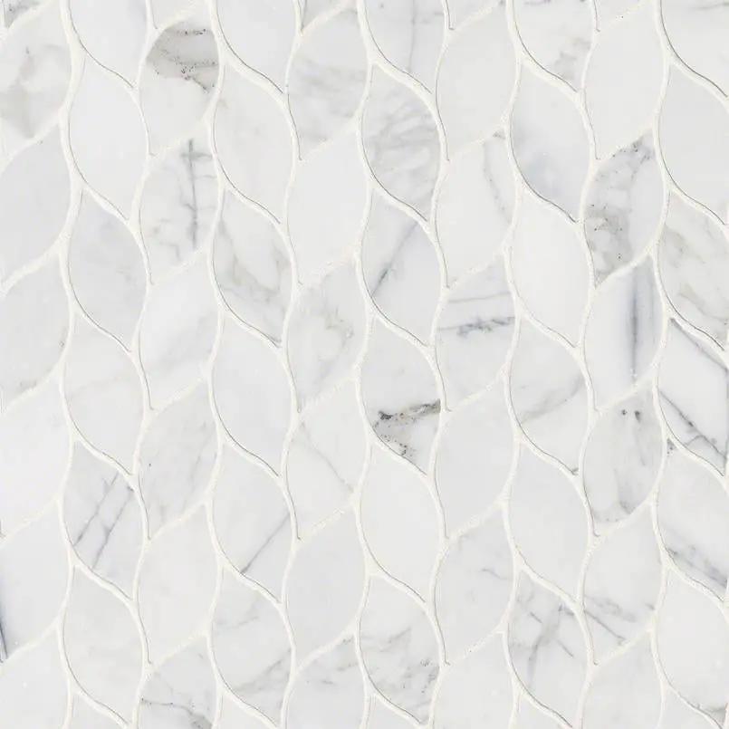 Calacatta Blanco Pattern Polished Marble Mosaics close up