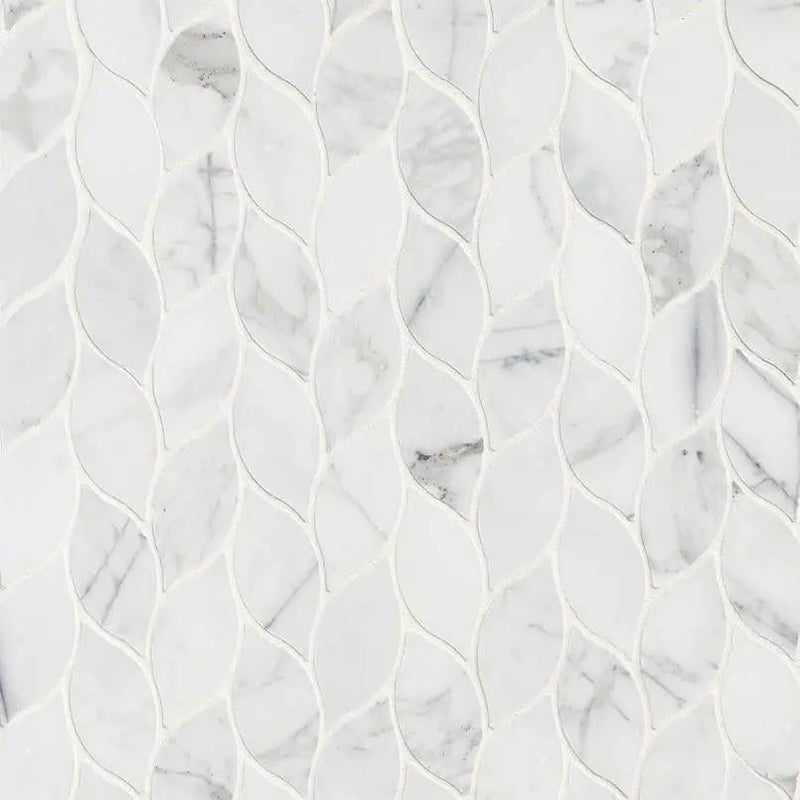 Calacatta Blanco Pattern Polished Marble Mosaics close up