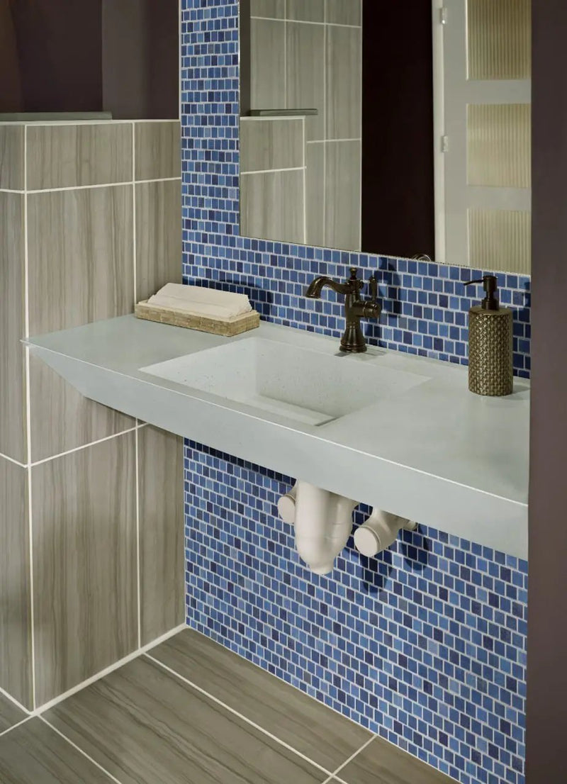 Calacatta Cressa 2” Hexagon Mosaic Tile Honed Marble in a finished room