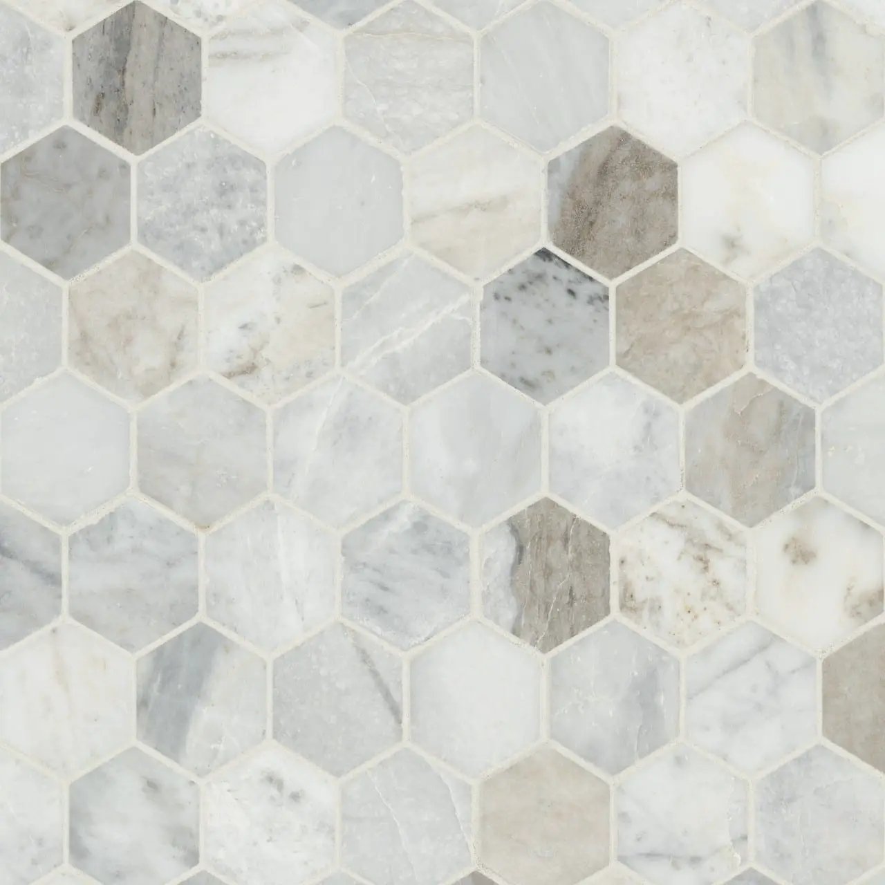 Capri Blue 2" Hexagon Mosaic Tile Honed Marble close up